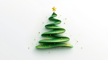 Minimalist Abstract Christmas Tree With Green Gradient Lines
