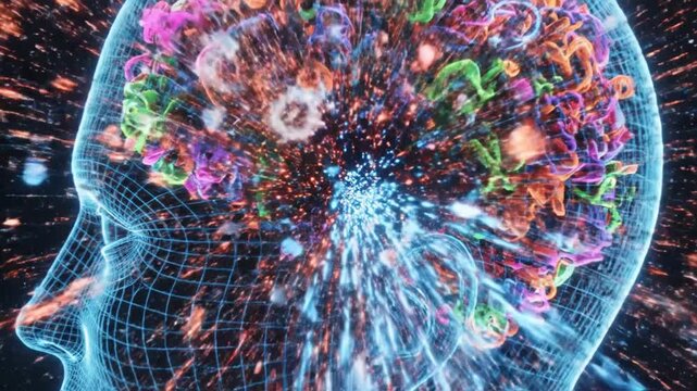 Abstract visualization of ADHD showing dynamic spirals and chaotic movement, highlighting neurological patterns, attention disruption, mental energy, and cognitive complexity