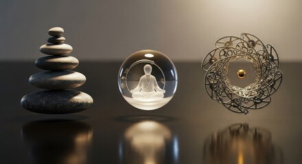 Miniature scene of two people working on a diorama with tiny trees and landscaping.