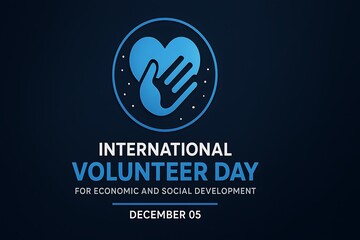 International volunteer day december 5th helping hands heart logo