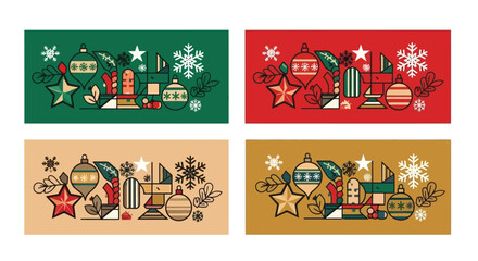 Festive Christmas Pattern Icons for Holiday Greetings and Decorations