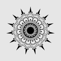 Highly detailed black mandala with symmetrical ornamental patterns. Ideal for tattoos, meditation themes, yoga branding, and decorative artwork.