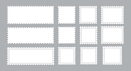 Blank Postage Stamps Templates Rectangular and Square Borders
