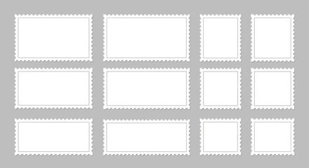 Blank Postage Stamps Collection Mockups for Design and Crafts