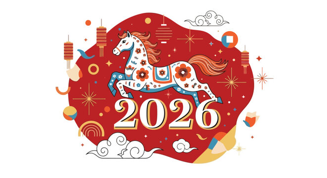 Year of the Horse 2026 Lunar New Year Celebration Design