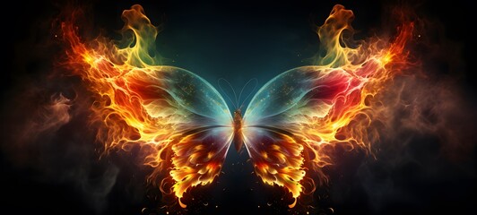 a light butterfly , coming out of the smoke,generative AI