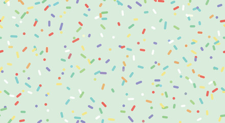 Colorful Sprinkles Pattern on Mint Green Background for Celebrations and Festive Designs
