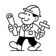 PNG Cartoon construction worker illustration.