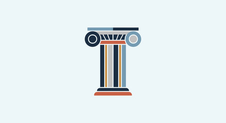 A stylized flat vector illustration of a classical architectural Ionic column.