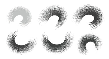 Collection of Grunge Brush Stroke Circles with Textured Effect for Creative Designs