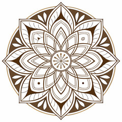 Brown mandala flower vector illustration sacred geometry, spiritual symbol, and mystical sign ancient symbol of harmony and balance esoteric pattern