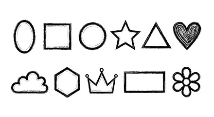 Doodle shape collection Hand-drawn frame elements and design assets