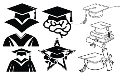  Graduation Icon design Line Art Illustrations graphic 