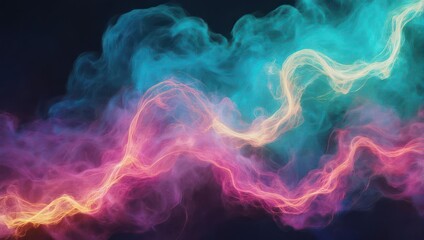 Obraz premium Abstract Colorful Smoke and Light Trails in a Dark Background.