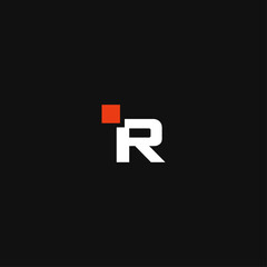 Bold Letter R Logo with Modern Square Element &ndash; Minimal Branding Icon flat vector design