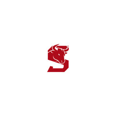 Red Bull Letter S Logo Icon flat vector design