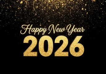 Happy New Year 2026 Celebration with Fireworks and Golden Text