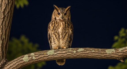 great horned owl in a tree