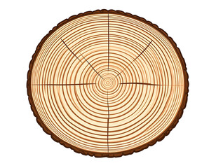 Graphic of a cross-section of a tree trunk, displaying growth rings and grain