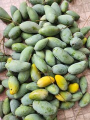 Fresh Green Mangoes Piled Together in Market Style