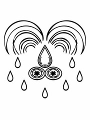 Fototapeta premium Minimilist abstract face created with water droplets circles and curved lines in a black and white illustration vector