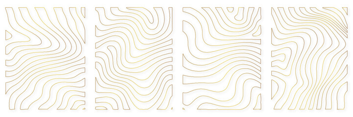 3d rendering, Tree trunk geometric curve, wave contour stroke line template set. zebra stripe pattern set golden abstract silhouette vector animal skin texture.  © pixel ground