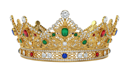 Luxurious Gold Crown Adorned With Diamonds Emeralds Rubies And Sapphires On A Black Background Royal Symbol Of Power And Wealth Regal Accessory Symbolizing Majesty And Authority