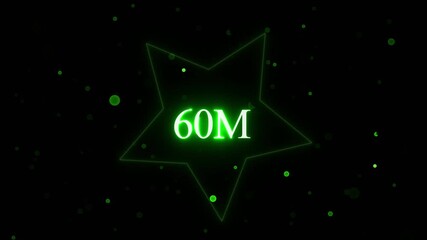  Star cute animated and 60 million neon glowing text animation 60 Million achievement for social media videos animation. label, like, live, media, million/transparent background.4k video.. - Powered by Adobe