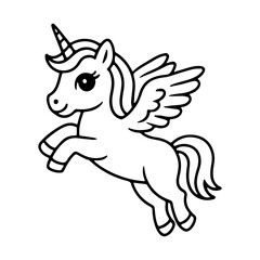 Winged unicorn jumps joyfully in a whimsical scene filled with magic and wonder