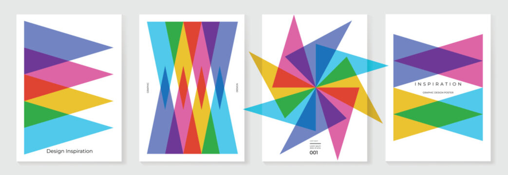 Colorful geometric vector background set with triangles, prisms and overlapping shapes in vibrant tones &mdash; modern abstract design for posters, packaging and digital prints.