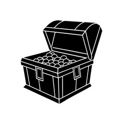 Open treasure chest icon on transparent background