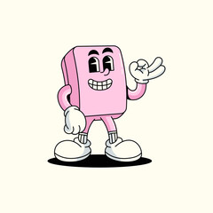 Cartoon Mascot eraser school Vector illustration hand drawn