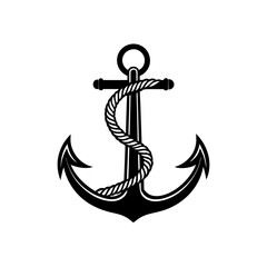 Anchor with rope art on transparent background