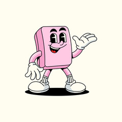 Cartoon Retro eraser school Vector illustration hand drawn