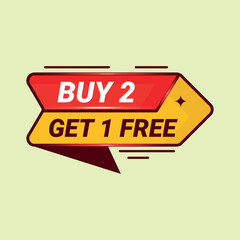 Buy 2 get 1 free Business concept illustration of a new sale tag banner design label sticker for business and promotional use