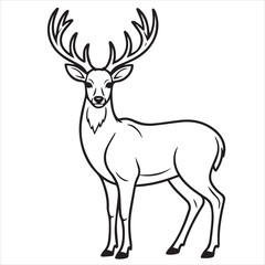 deer silhouette vector line art coloring page