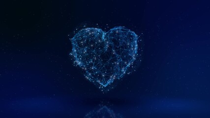 Futuristic Digital Heart Made of Blue Network Connections lines points love technology innovation human connection sci-fi digital for medical digital health cyber romance research, scanning, content. - Powered by Adobe