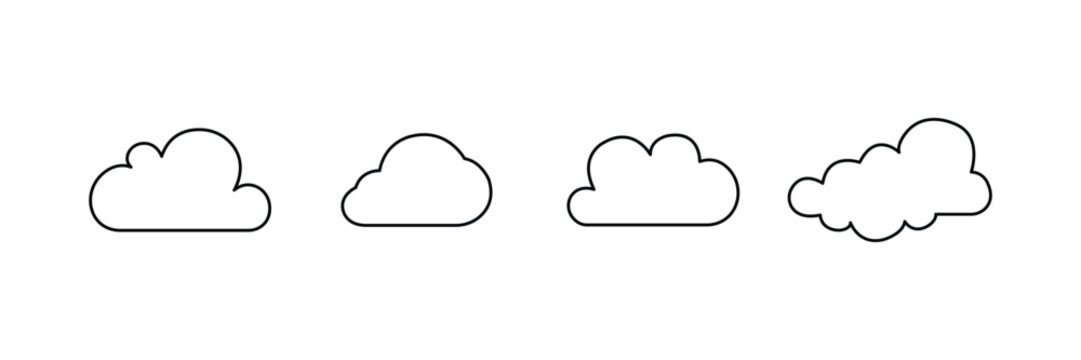 Cloud rounded outline vector icon illustration, weather icon pack, minimal design, modern contour, sky element, creative bubble, template set.