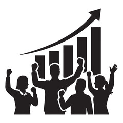 Title 1: Team Celebrating Growth Silhouette ,Business Success