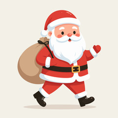 Santa Claus Carrying a Sack Full of Gifts, Smiling and Ready for Christmas Delivery