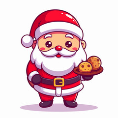 Festive Santa Claus Delivering Holiday Cheer with a Plate of Delicious Christmas Cookies