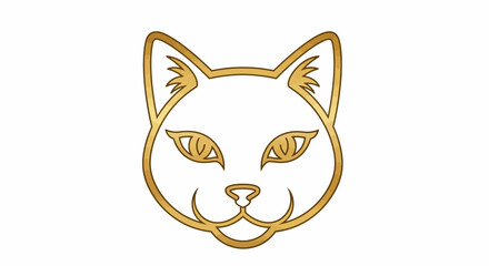 A Golden Cat Icon with Elegant Outline, Perfect for Branding or Pet-Related Designs