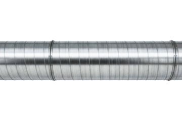 Section of round galvanized steel air duct for ventilation on a transparent background