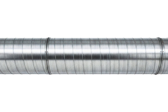 Section of round galvanized steel air duct for ventilation on a transparent background