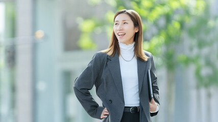 女性, パソコン, 笑顔, ビジネス, ノートパソコン, pc, ビジネスウーマン,...