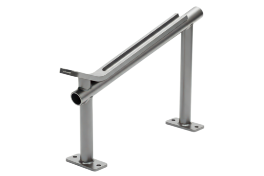 Welded stainless steel bike stand for securing a bicycle on a transparent background - Powered by Adobe