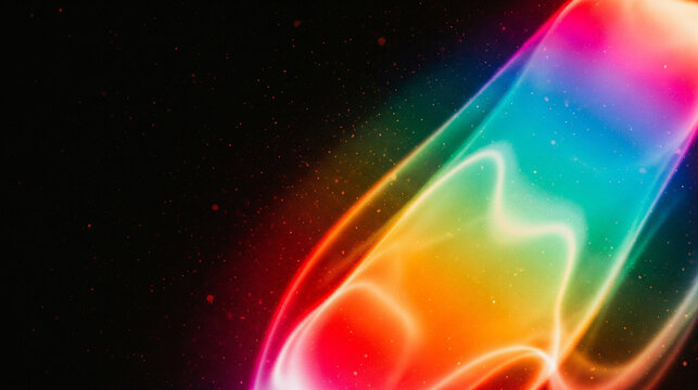 Vibrant Rainbow Light Trails on Dark Background Abstract - Powered by Adobe