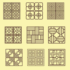 Seamless geometric pattern set in a retro style for wallpaper and textile decoration