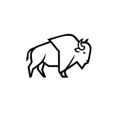 Geometric Bison Line Art Logo