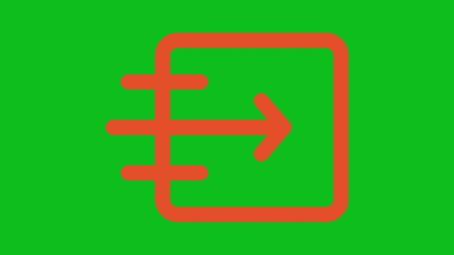 Exit logout arrow icon sign out concept isolated on green screen isolated on transparent background